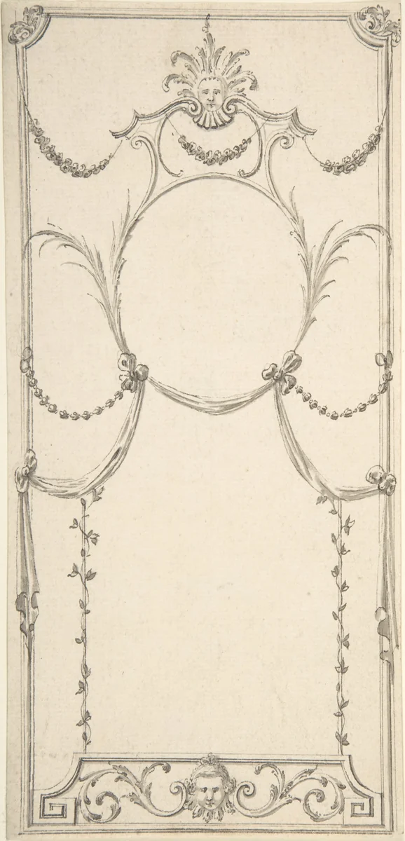 Design for Wall Panel by anonymous, drawing, 1740-1780