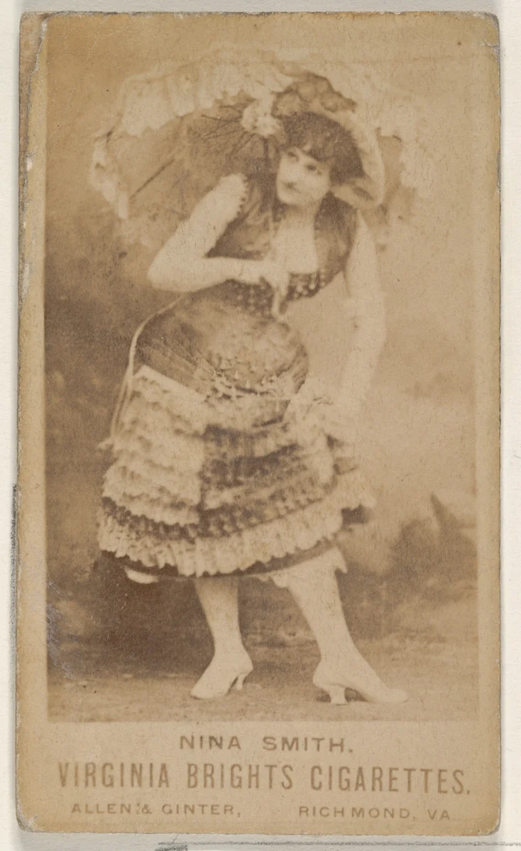 Nina Smith, from the Actors and Actresses series (N45, Type 1) for Virginia Brights Cigarettes by Allen & Ginter, photograph, 1885-1891