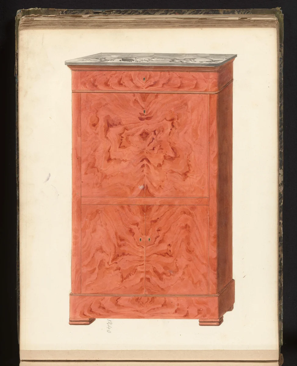 Ontwerp voor een secretaire by anonymous, drawing, 1825-1839