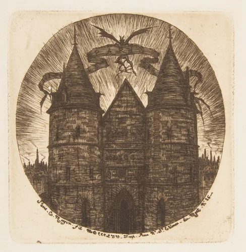 The Old Entrance to the Palais de Justice, Paris by Charles Meryon, print, 1854