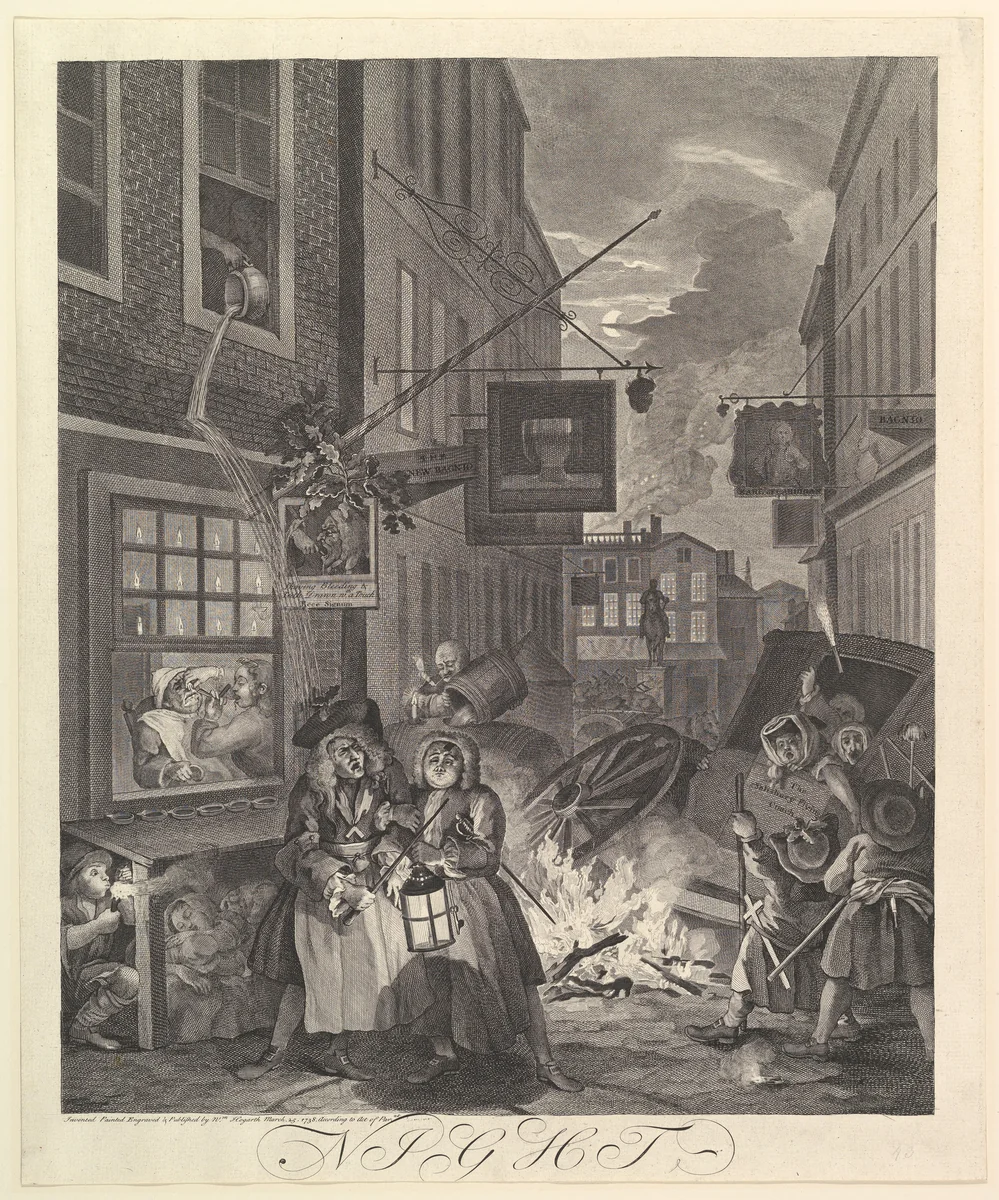 Night: The Four Times of Day by William Hogarth, print, 1738