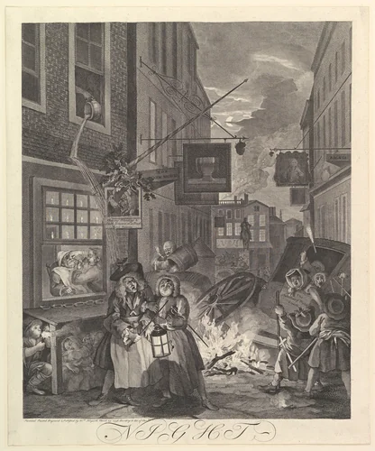 Night: The Four Times of Day by William Hogarth, print, 1738