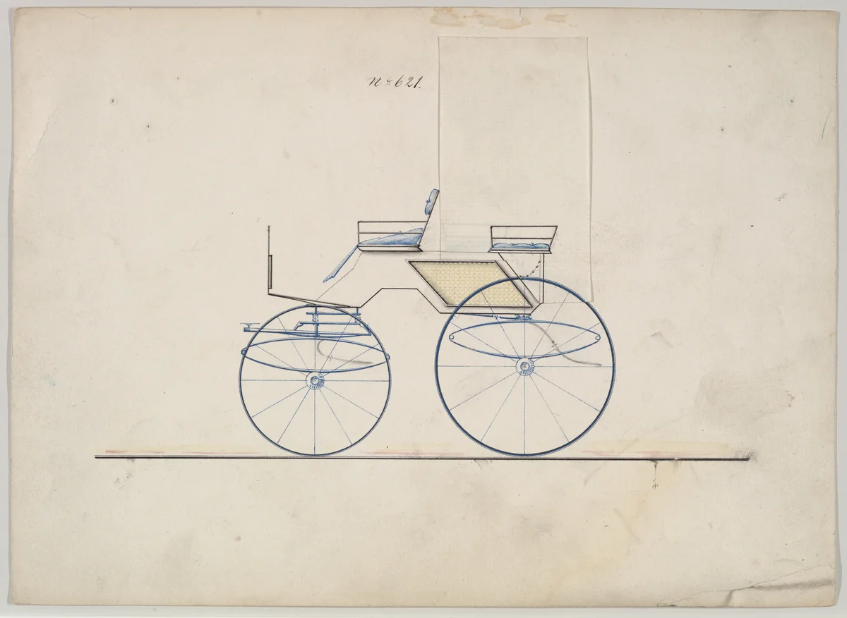 Dog Cart Phaeton #621 by Brewster & Co., drawing, 1850-1870