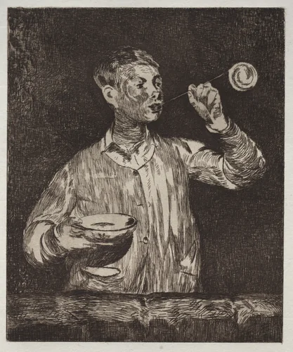 The Boy with soap bubbles by Edouard Manet, print, 1868-1869