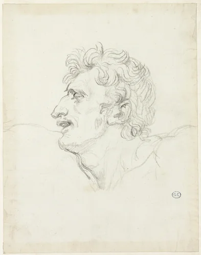 Head of a Man, Left Profile by Jacques-Louis David, drawing, 1805-1815