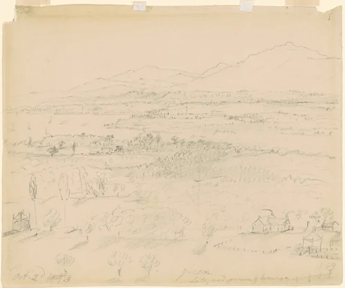 Valley with River and Mountains by William Sidney Mount, drawing, 1843