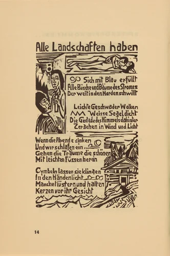 Alle Landschaften Haben (All Landscapes Have) (plate, page 14) from Georg Heym: Umbra Vitae (Georg Heym: The Shadow of Life) by Ernst Ludwig Kirchner, volume, 1924