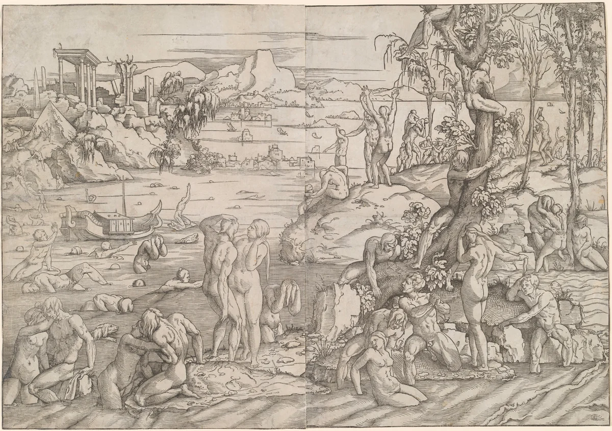 The Deluge by Willem Liefrinck; Jan van Scorel, print, 1530