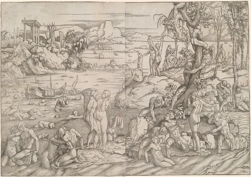 The Deluge by Willem Liefrinck; Jan van Scorel, print, 1530