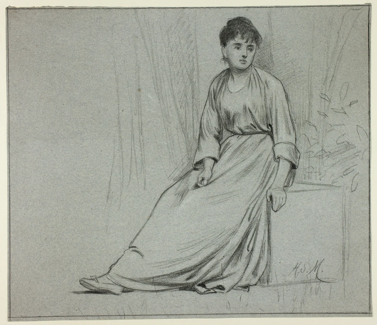 Seated Woman Facing Right by Henry Stacy Marks, drawing, 1849-1898