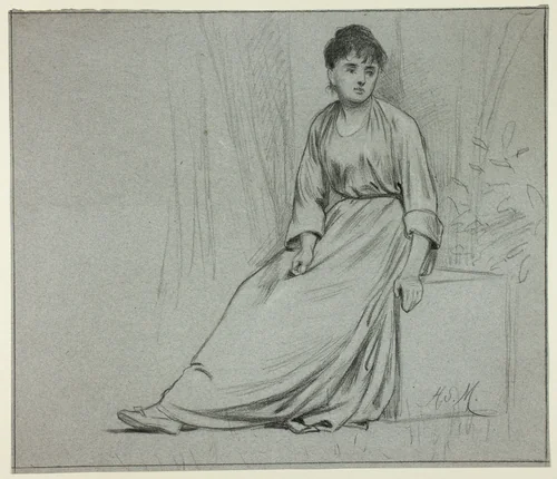 Seated Woman Facing Right by Henry Stacy Marks, drawing, 1849-1898