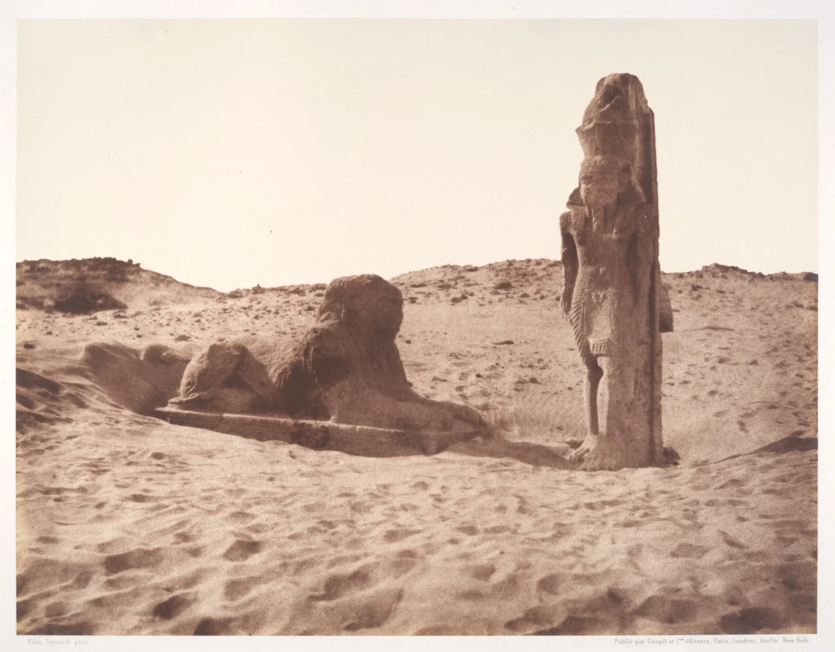 Séboûah, Temple, Colosse et Sphinx de la Partie Gauche de l'Avenue by Félix Teynard, photograph, 1851-1852