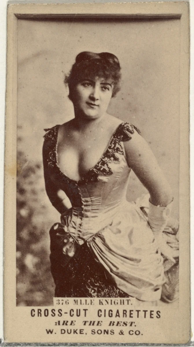 Card Number 376, Mlle. Knight, from the Actors and Actresses series (N145-3) issued by Duke Sons & Co. to promote Cross Cut Cigarettes by W. Duke, Sons & Co., photograph, 1880-1889