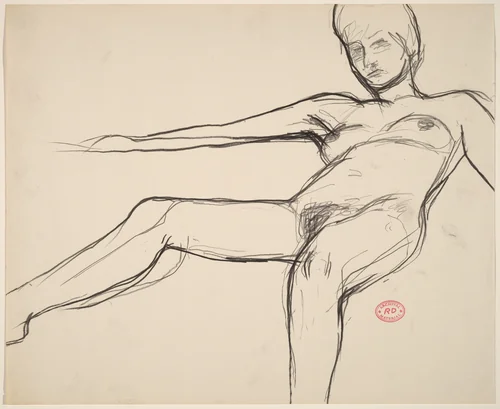 Untitled [female nude lying back] by Richard Diebenkorn, drawing, 1955-1967