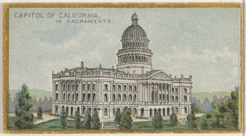 Capitol of California in Sacramento, from the General Government and State Capitol Buildings series (N14) for Allen & Ginter Cigarettes Brands by Allen & Ginter, print, 1889