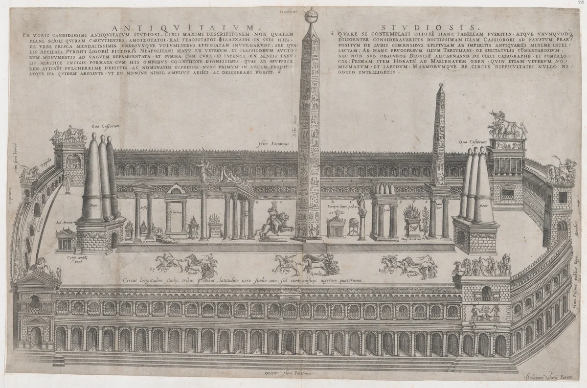 Circus Maximus, from "Speculum Romanae Magnificentiae" by anonymous, print, 1553