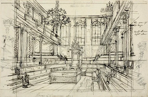 Study for House of Commons, from Microcosm of London by Augustus Charles Pugin, drawing, 1807