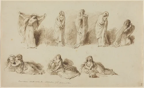 The Attitudes of Lady Hamilton by Pietro Antonio Novelli, drawing, 1791