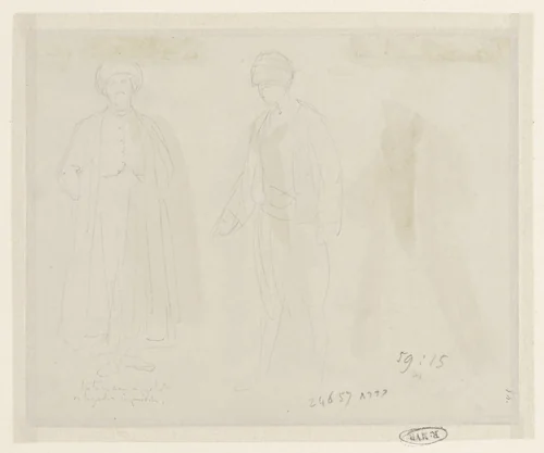 Schetsen van twee Tataren by Denis Auguste Marie Raffet, drawing, 1832-1842