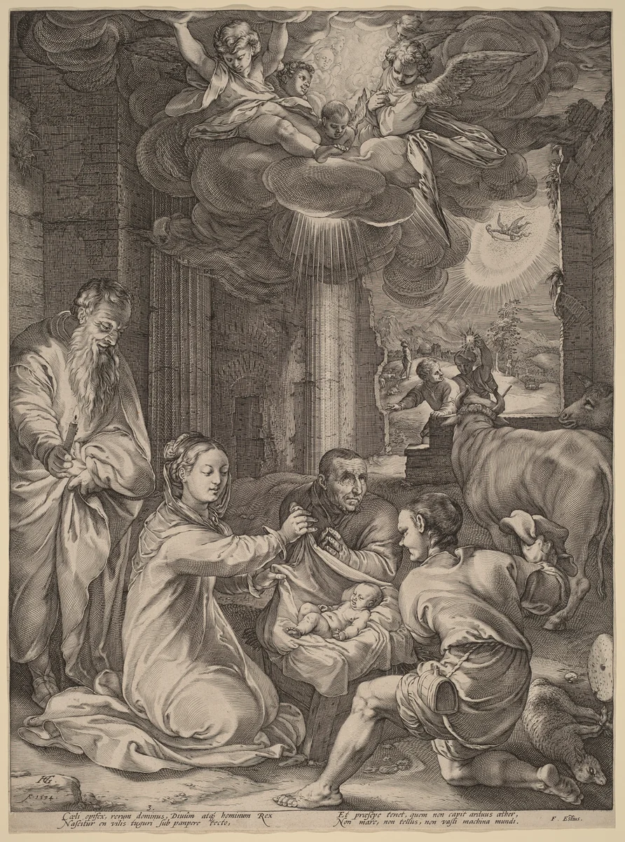 The Adoration of the Shepherds by Hendrick Goltzius, print, 1594