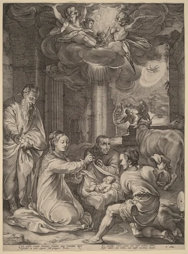 The Adoration of the Shepherds by Hendrick Goltzius, print, 1594