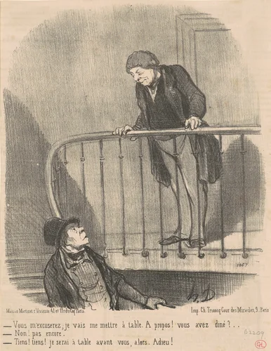 Vous m'excuserez: je vais me mettre a table ... by Honoré Daumier, print, 1852