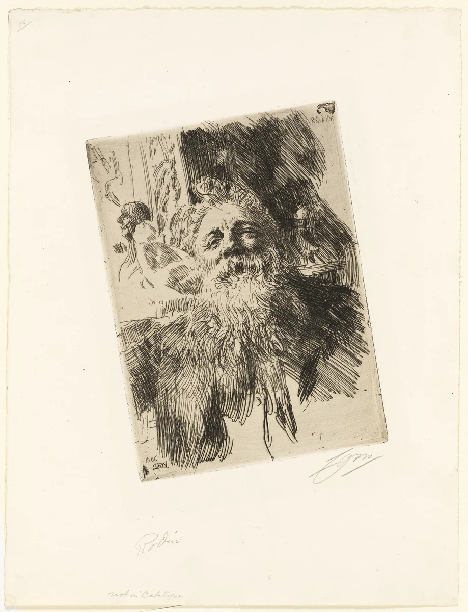 Auguste Rodin by Anders Zorn, print, 1906