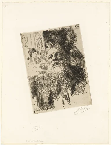 Auguste Rodin by Anders Zorn, print, 1906