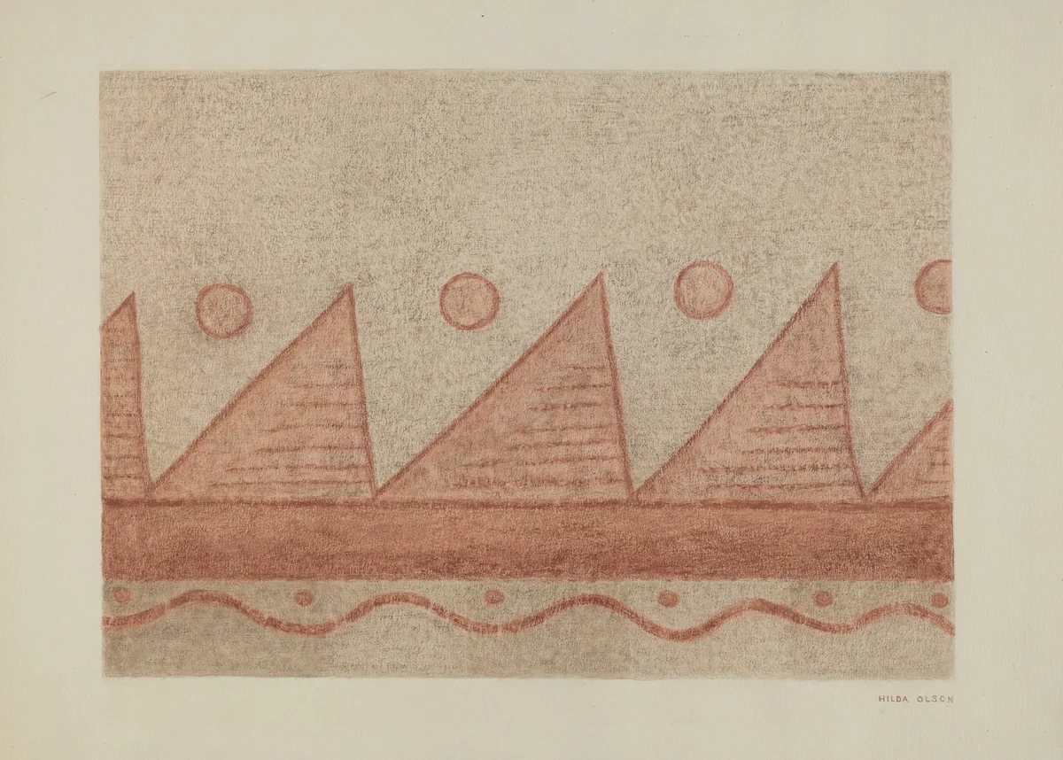 Section of Wall Decoration-Mission San Francisco de Assis (Dolores) by Hilda Olson, index of american design, 1940