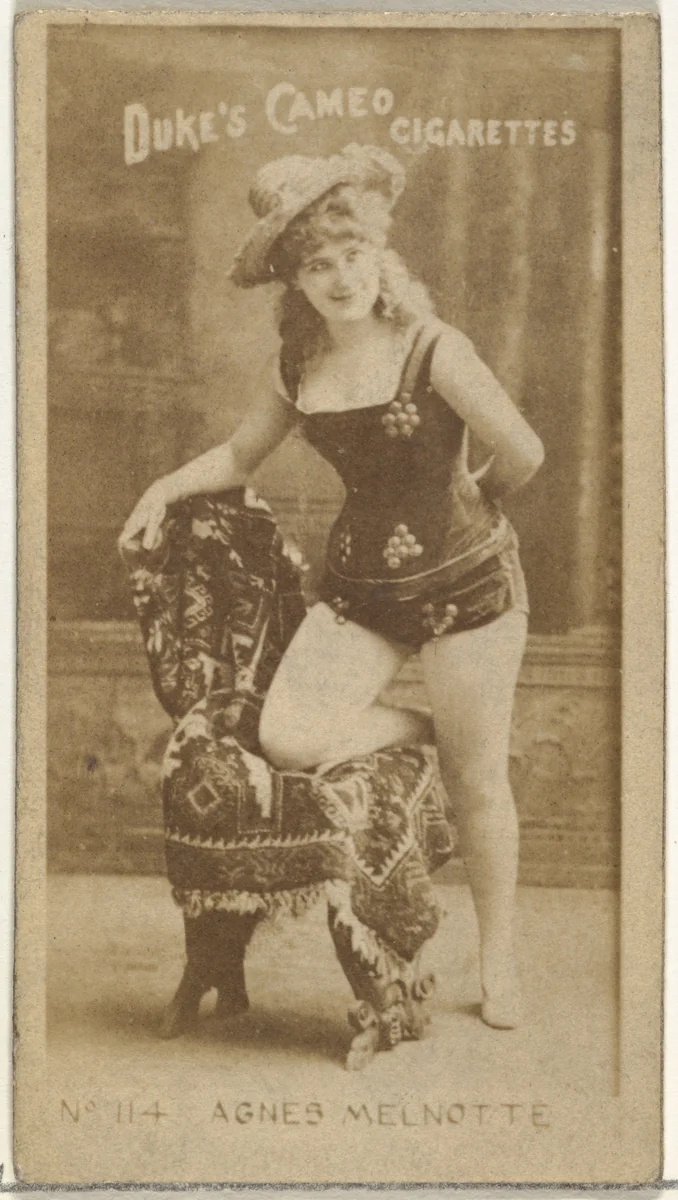 Card Number 114, Agnes Melnotte, from the Actors and Actresses series (N145-4) issued by Duke Sons & Co. to promote Cameo Cigarettes by W. Duke, Sons & Co., photograph, 1880-1889