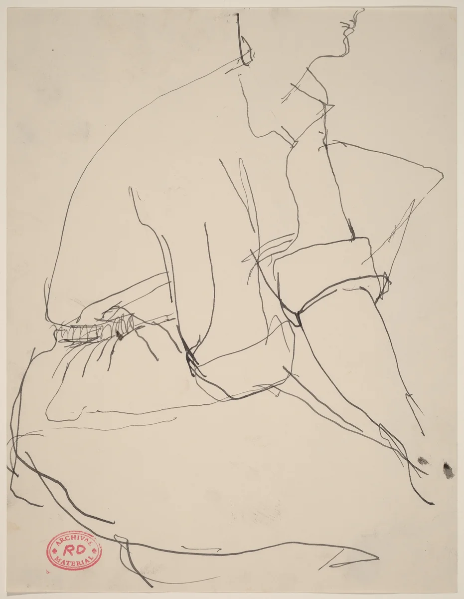 Untitled [seated woman in cuffed short sleeves] by Richard Diebenkorn, drawing, 1955-1967
