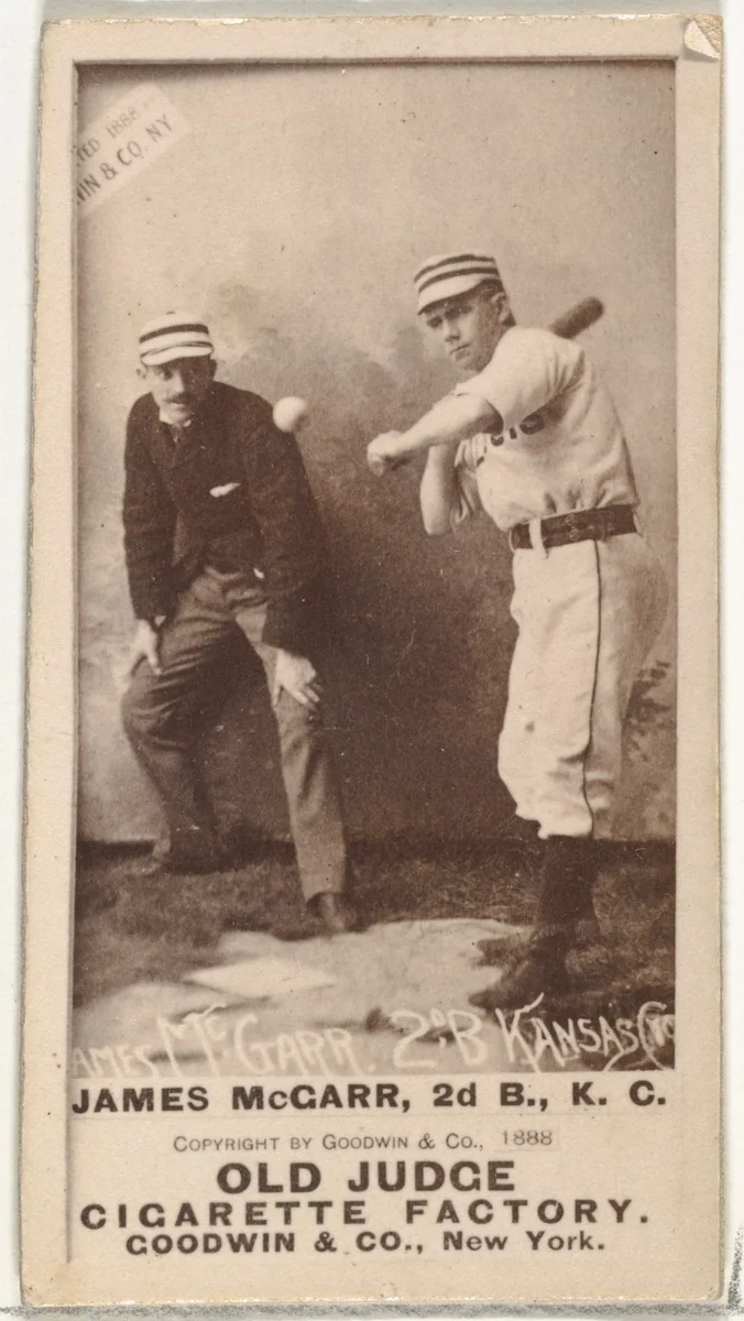 James B. "Chippy" McGarr, 2nd Base, Kansas City Cowboys, from the Old Judge series (N172) for Old Judge Cigarettes by Goodwin & Company, photograph, 1888