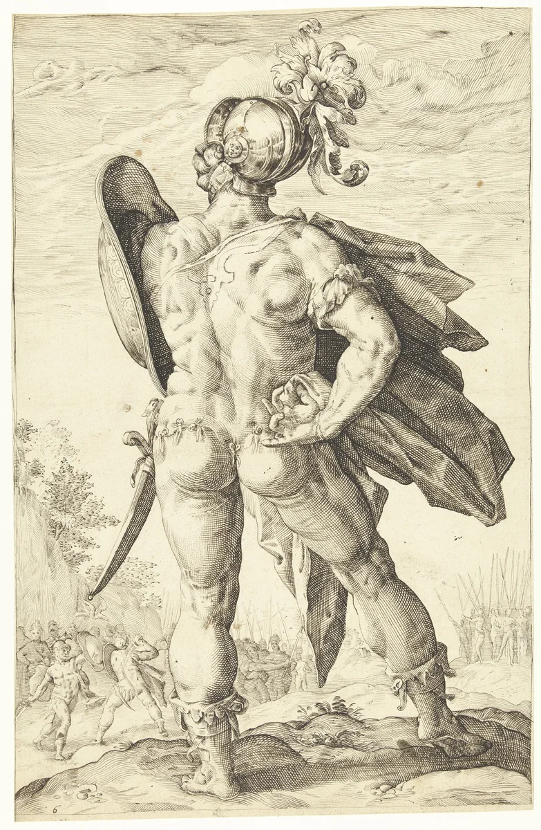 Marcus Valerius Corvus by Lucas van Haelwech, drawing, 1602