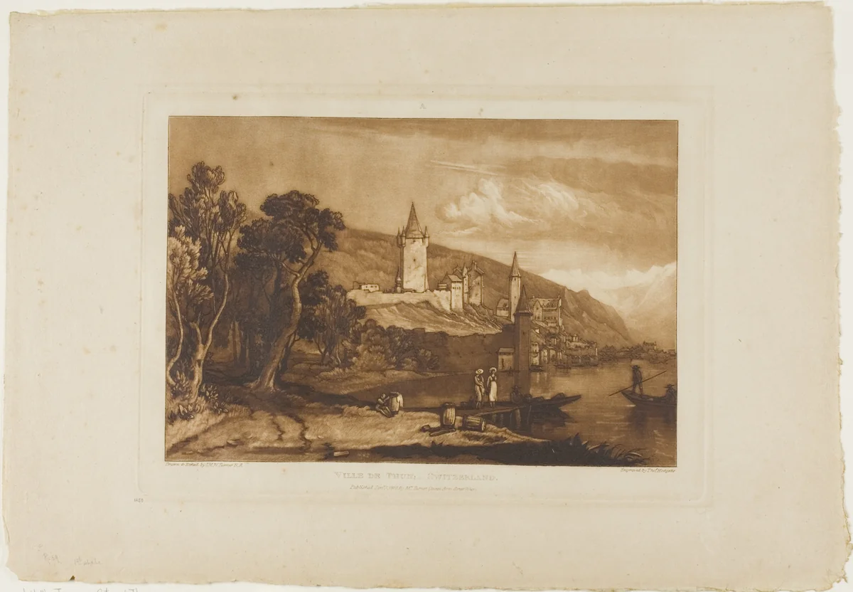 Ville de Thun, plate 59 from Liber Studiorum by Joseph Mallord William Turner, print, 1816
