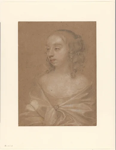 Portret van een onbekende vrouw by Peter Lely, drawing, 1658