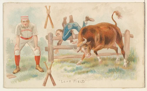 Left Field, from the Talk of the Diamond set (N135) issued by Duke Sons & Co., a branch of the American Tobacco Company by W. Duke, Sons & Co., print, 1888