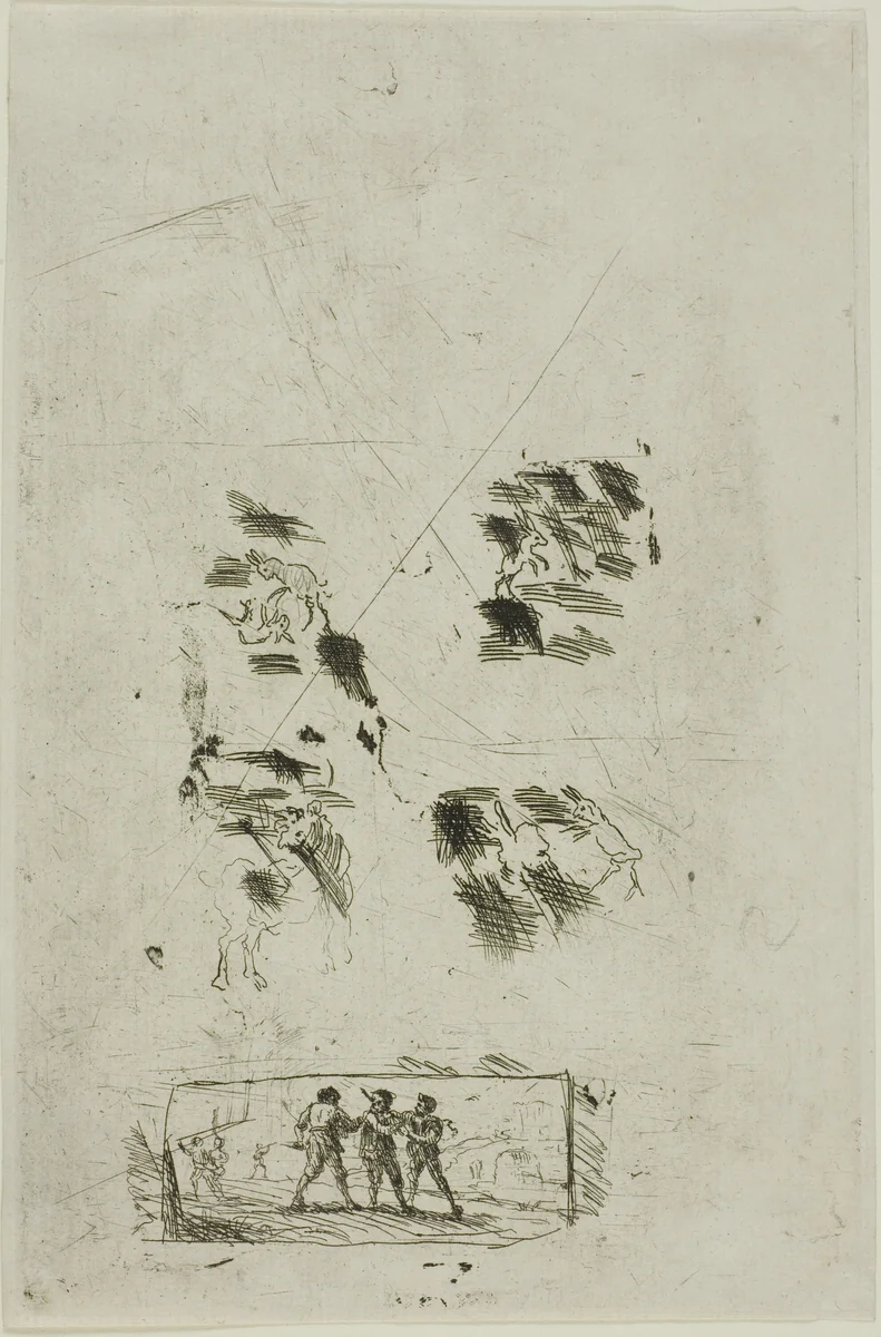 Study for a Scene with Brigands by Claude Lorrain, print, 1628-1638