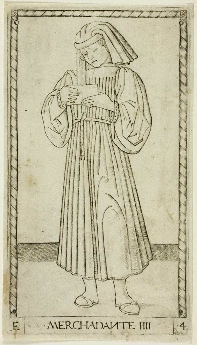 The Merchant, plate four from The Ranks and Conditions of Men by Master of the E-Series Tarocchi, print, 1460-1470