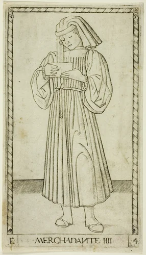 The Merchant, plate four from The Ranks and Conditions of Men by Master of the E-Series Tarocchi, print, 1460-1470