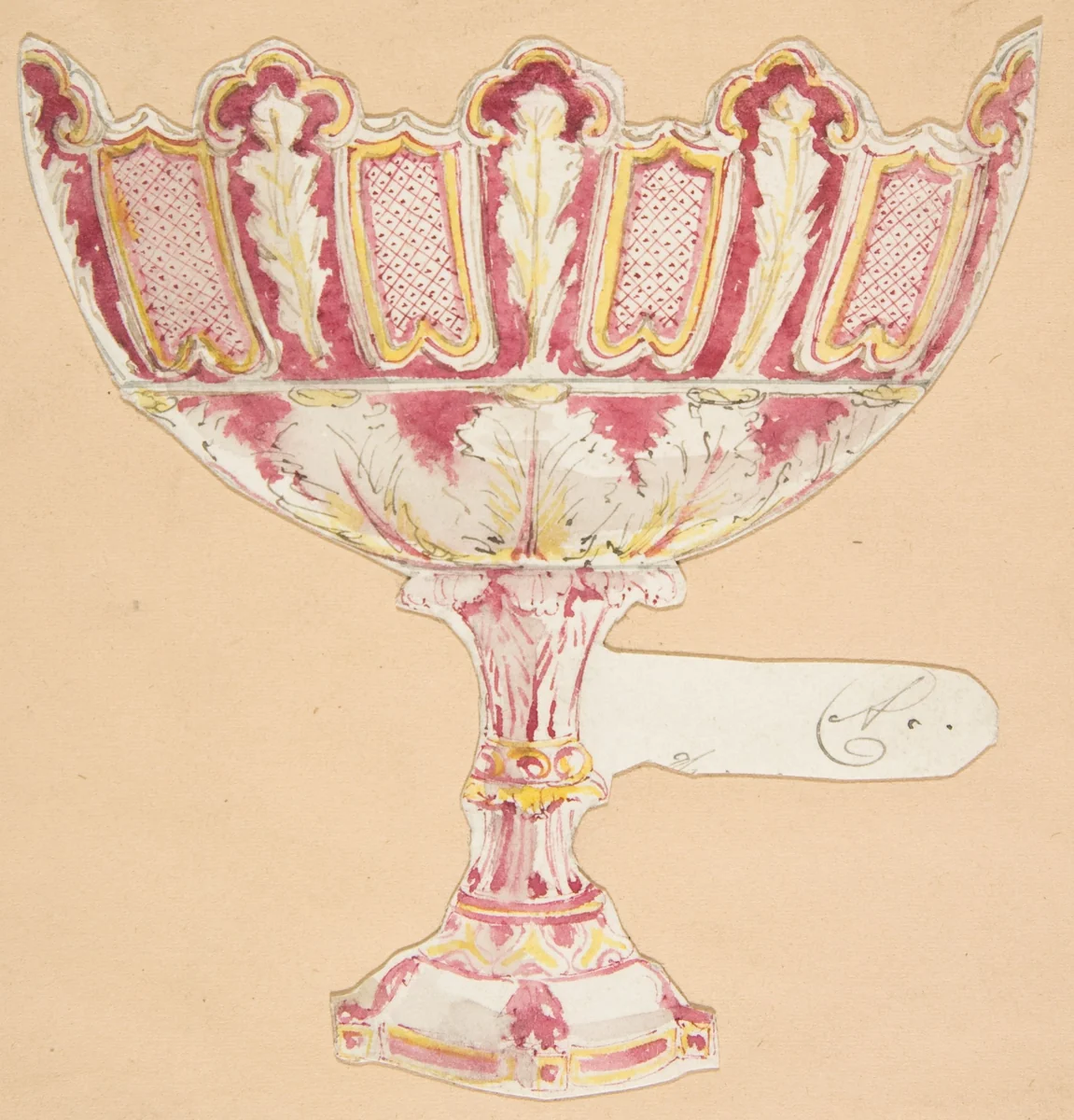 Design for a vessel by anonymous, drawing, 1800-1899