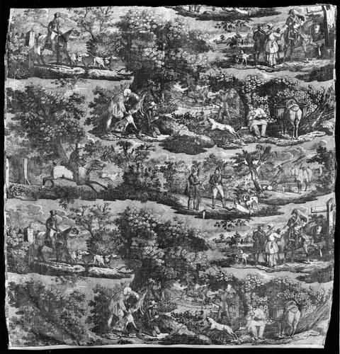 La Chasse à Rouen (Hunting at Rouen) (Furnishing Fabric) by Horace Vernet, textile, 1830-1845