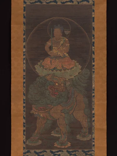 The Bodhisattva Monju (Manjushri) with Five Topknots by Unidentified, painting, 1300-1392