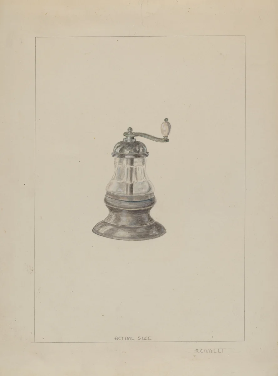 Pepper Grinder by Albert Camilli, index of american design, 1936