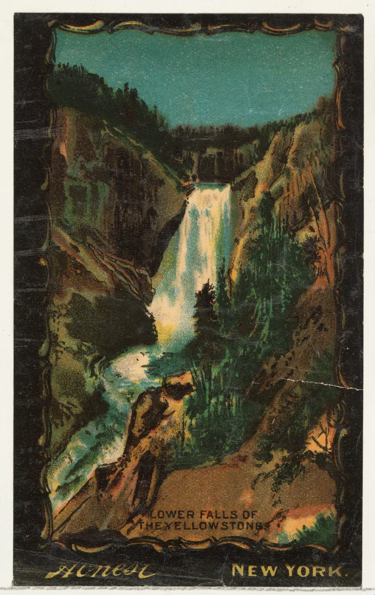 Lower Falls of the Yellowstones, from the Transparencies series (N137) issued by W. Duke, Sons & Co. to promote Honest Long Cut Tobacco by W. Duke, Sons & Co., print, 1884-1890