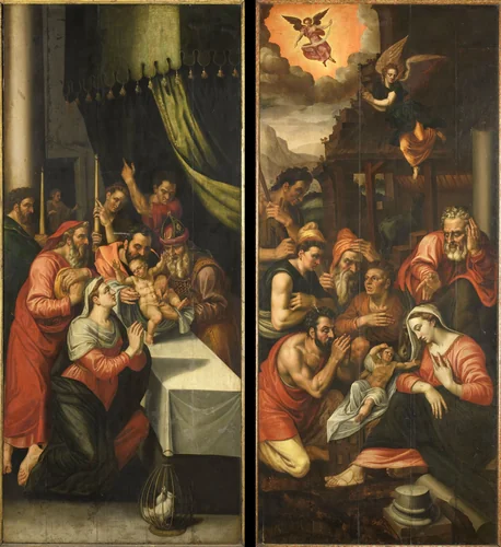 Altarpiece Wing with the Circumcision. On the outside are John the Baptist with the Lamb of God by anonymous, painting, 1570