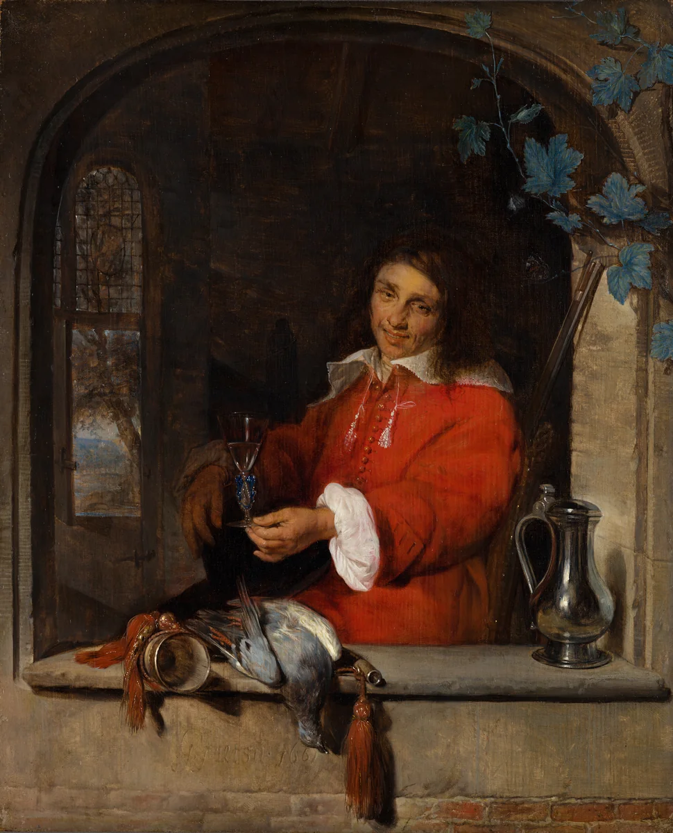 The Huntsman by Gabriel Metsu, painting, 1661