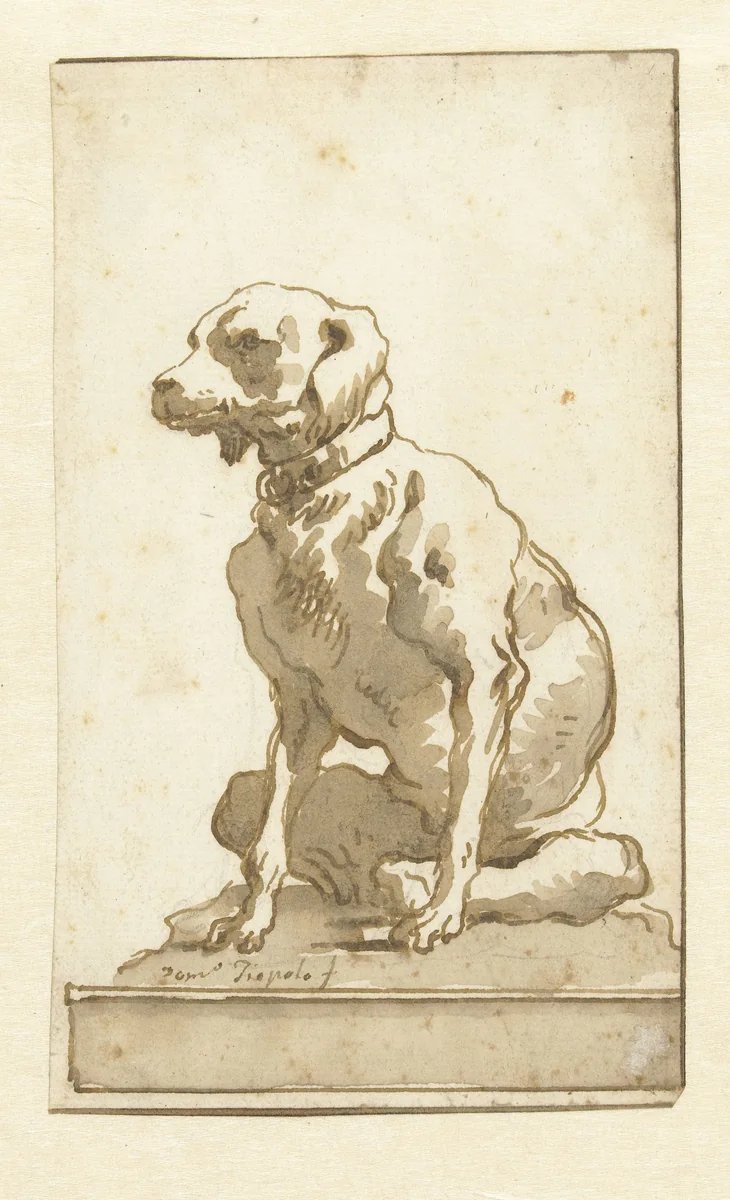 Sitting Dog by Giovanni Domenico Tiepolo, drawing, 1775-1795