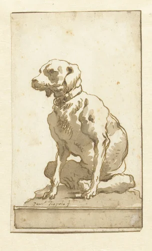 Sitting Dog by Giovanni Domenico Tiepolo, drawing, 1775-1795