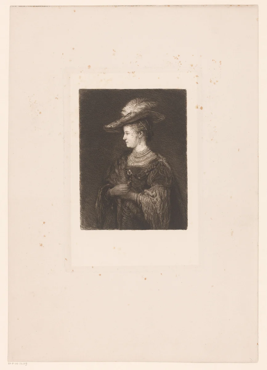 Portret van Saskia van Uylenburgh by William Unger, print, 1847-1889