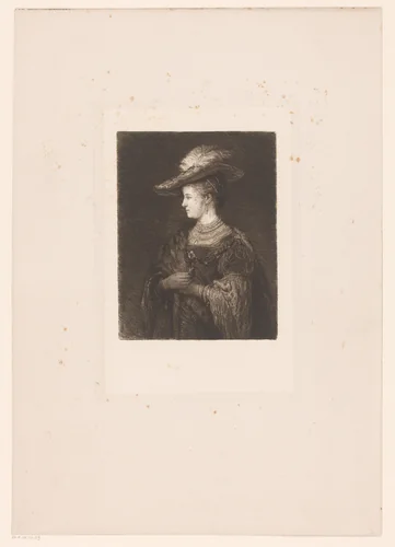 Portret van Saskia van Uylenburgh by William Unger, print, 1847-1889